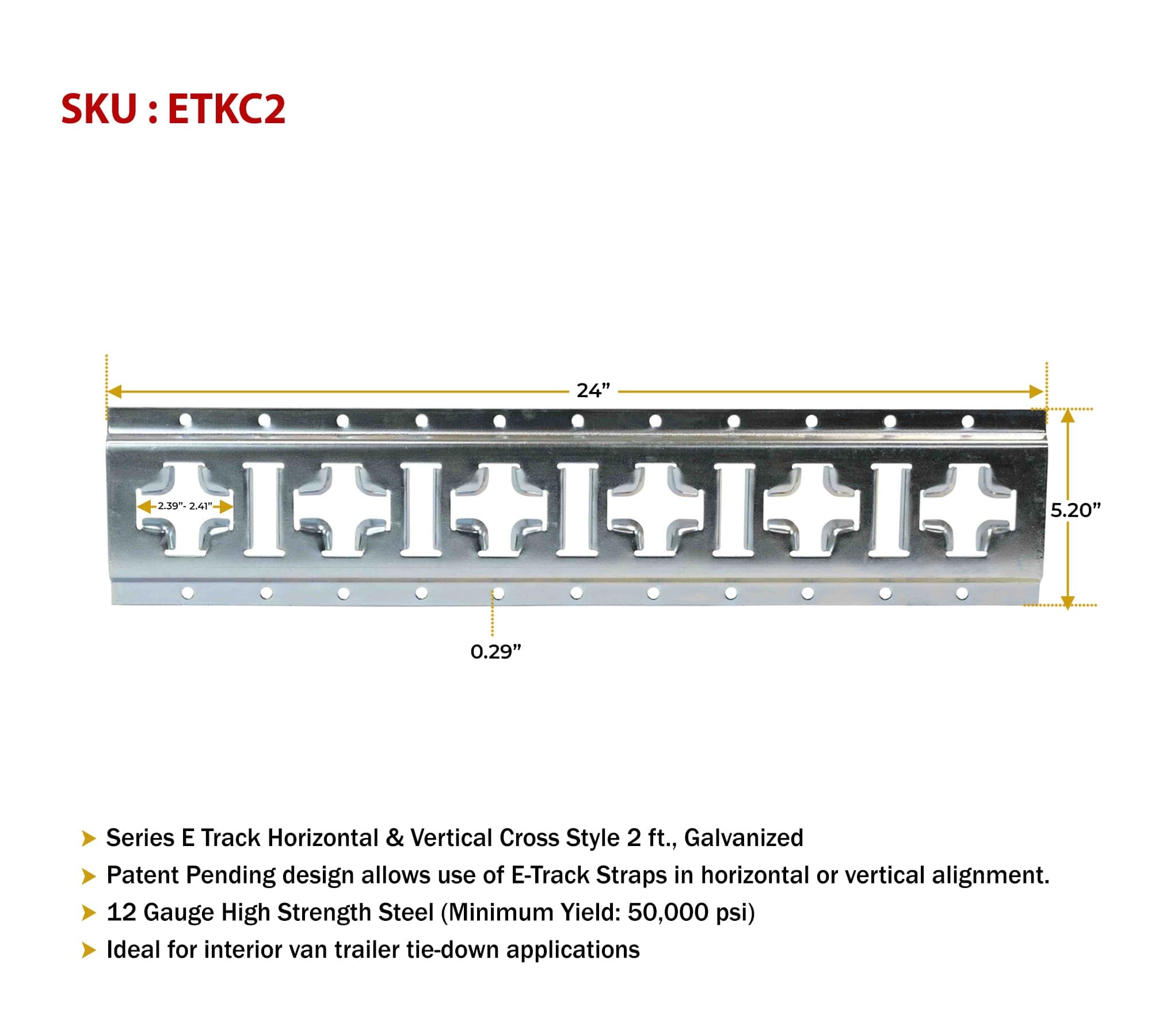 Amazon.com: Mytee Products 2' X Track Tie Down Rail, ETrack Rail